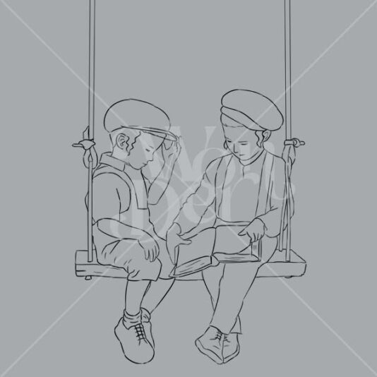 ילדים בנדנדה קו לתצוגה