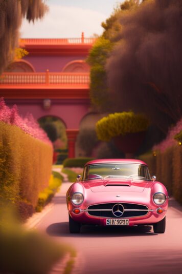 A beautiful collector's car in an antique pink col