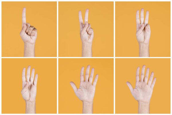 collage-one-five-fingers-count-signs-yellow-backdrop copy