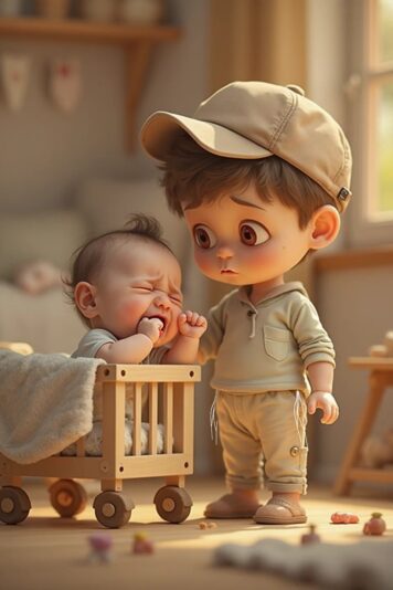 THE BABY CRYING AND HIS BROTHER IS SAD העתק (1)