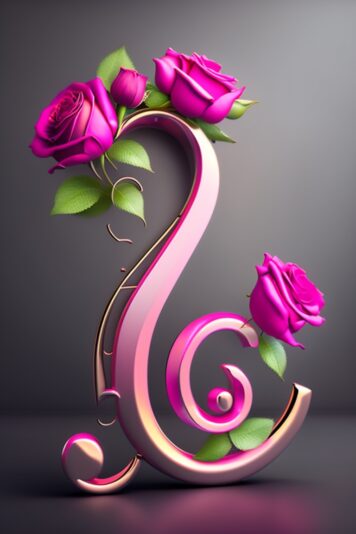 Musical note filled with pink roses (9)