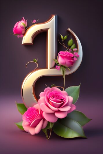 Musical note filled with pink roses (7)